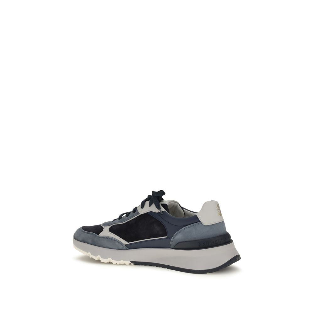 Brunello Cucinelli Blaue Kalbsleder Bos Taurus Sportschuhe-3