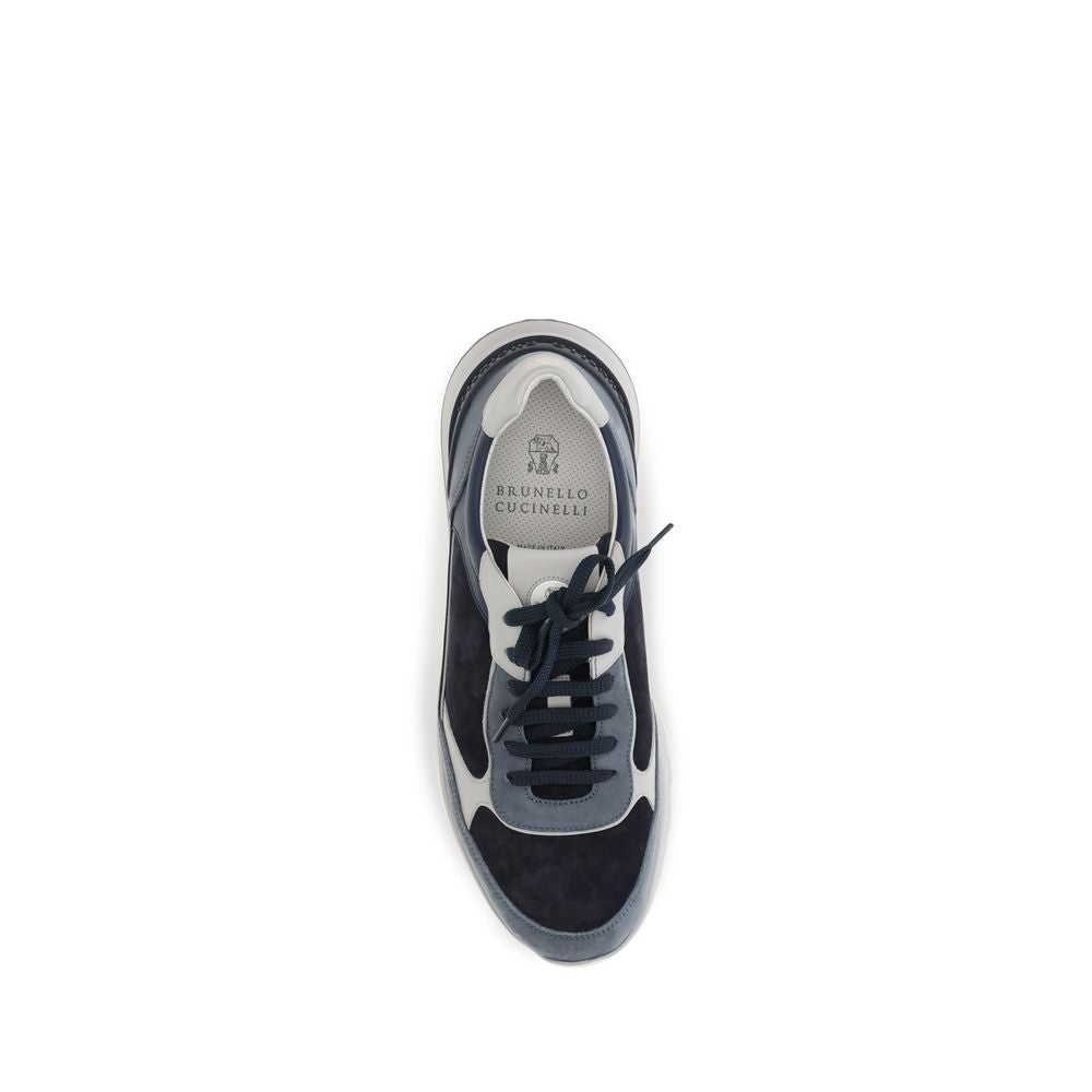 Brunello Cucinelli Blaue Kalbsleder Bos Taurus Sportschuhe-4