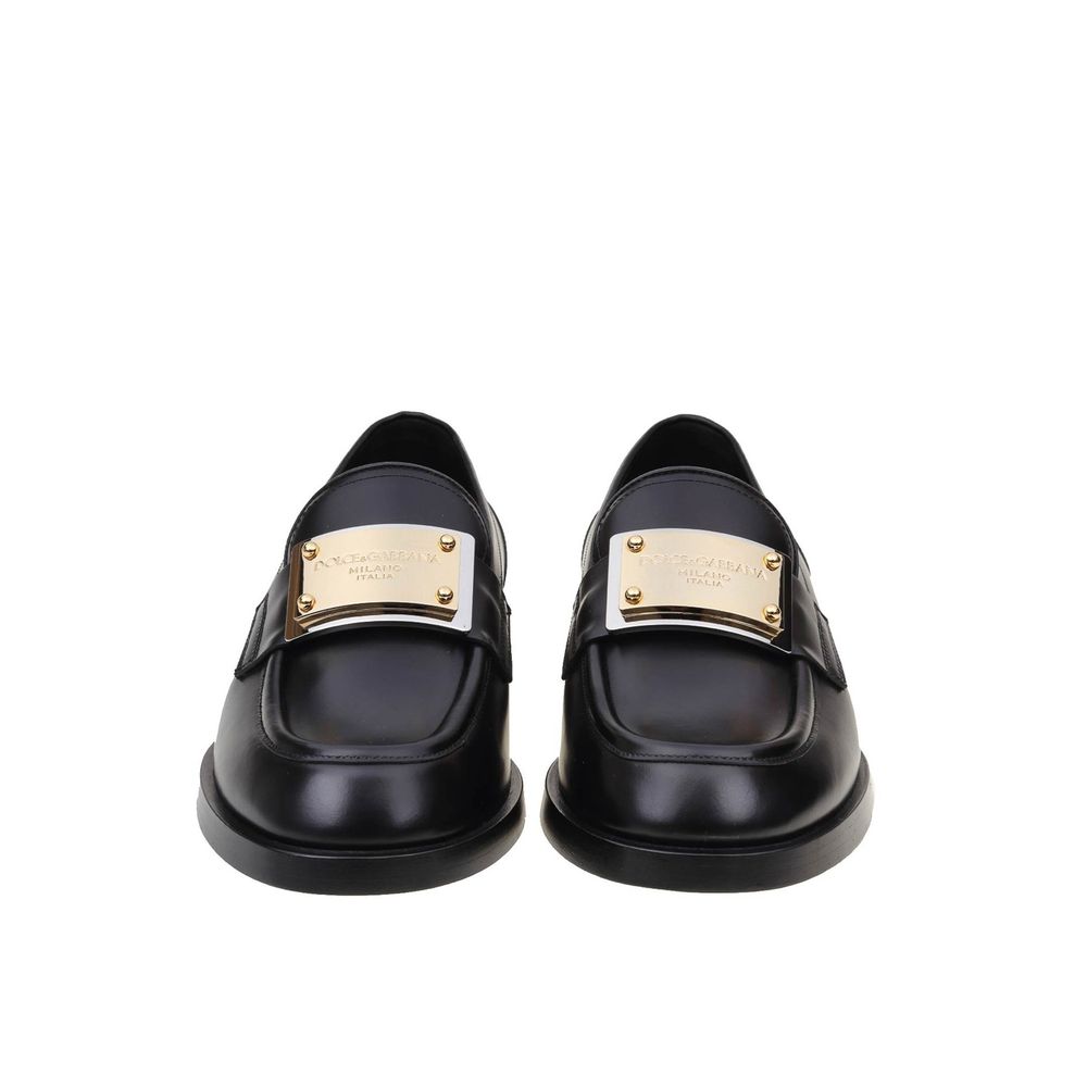 Dolce & Gabbana Schwarze Loafer aus Kalbsleder zum Hineinschlüpfen-4