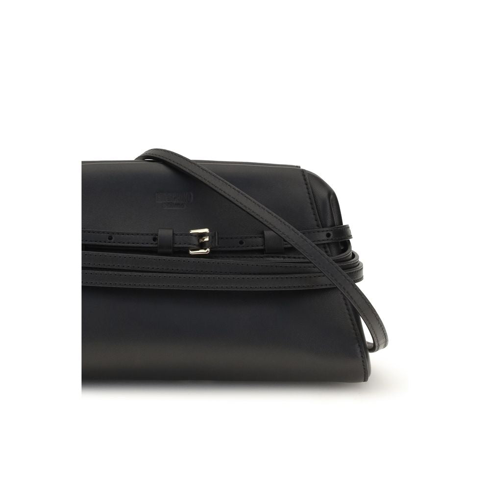 Moschino Schwarze Umhängetasche aus Ziegenleder-4