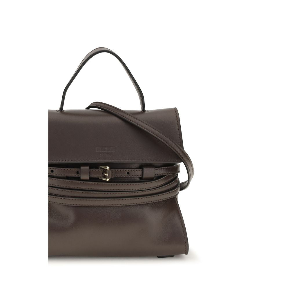 Moschino Braune Ziegenleder-Schultertasche-4