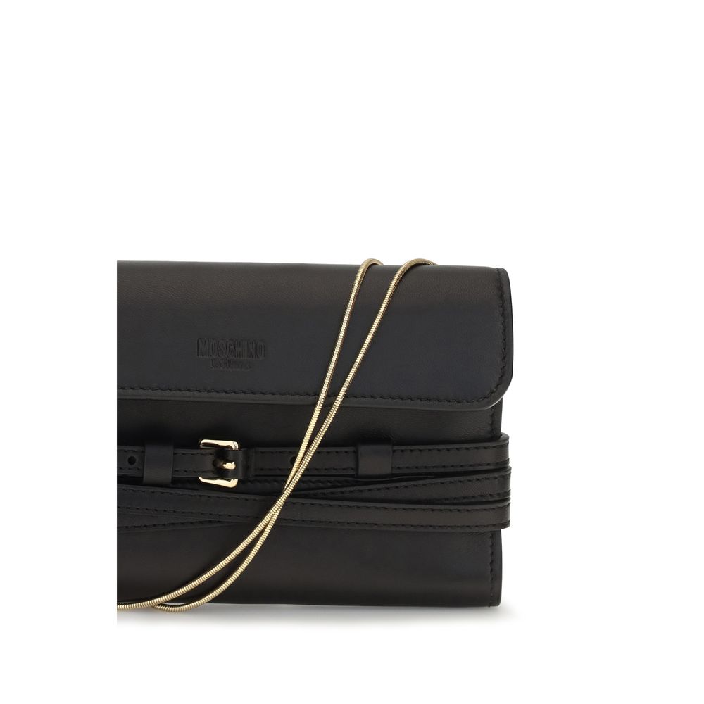 Moschino Schwarze Umhängetasche aus Ziegenleder-4