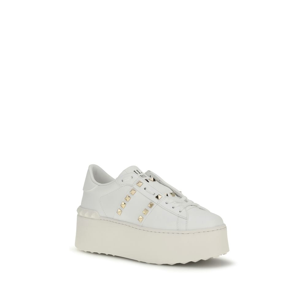 Valentino Garavani Weiße Bos Taurus Kalbsleder Plateau-Sneaker-2
