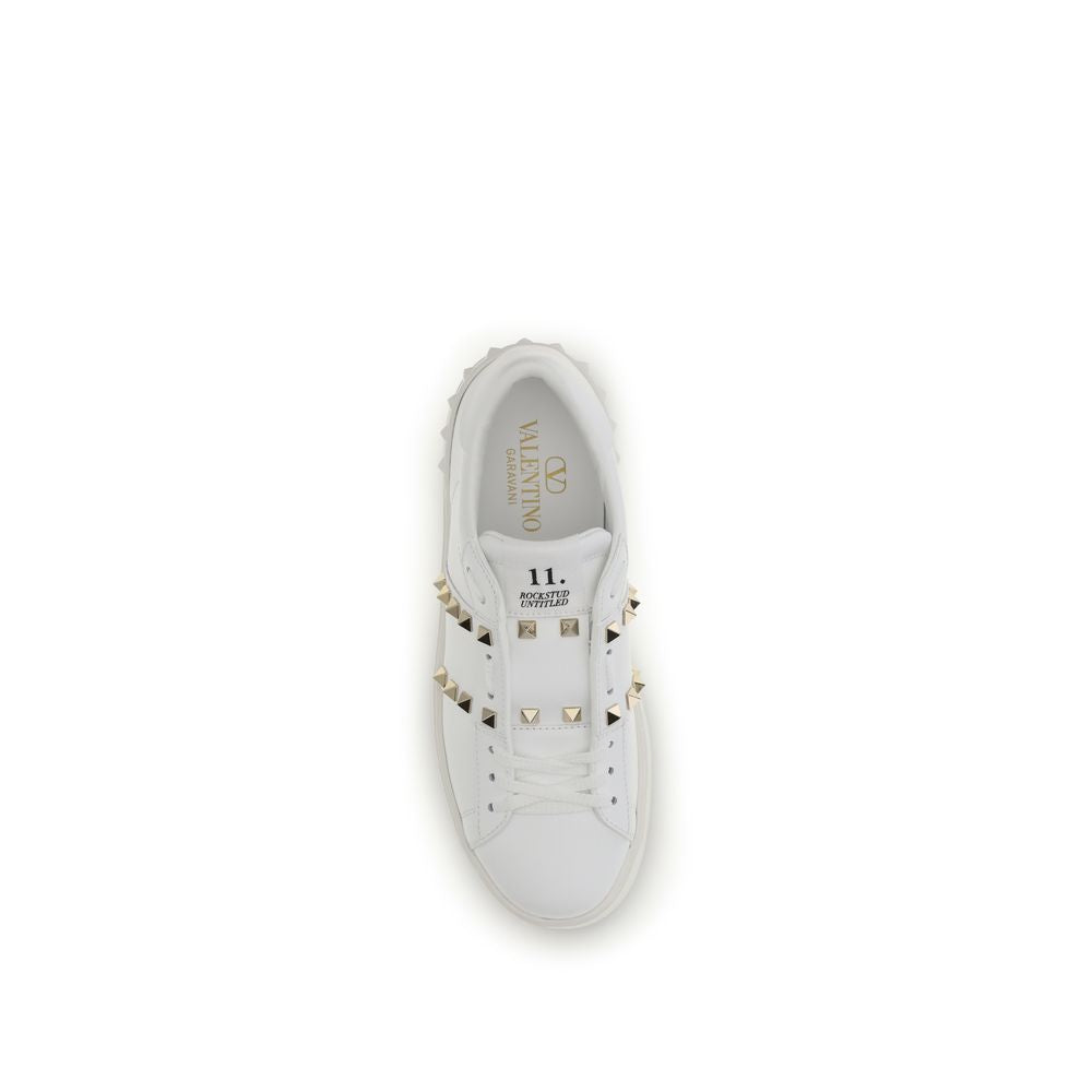 Valentino Garavani Weiße Bos Taurus Kalbsleder Plateau-Sneaker-4