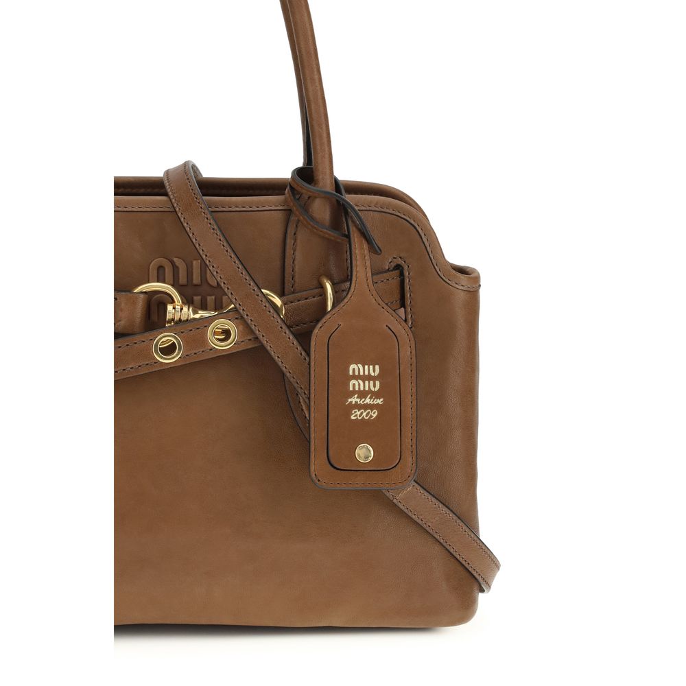 Miu Miu Schultertasche aus braunem Lammleder Ovis Aries Aries-4