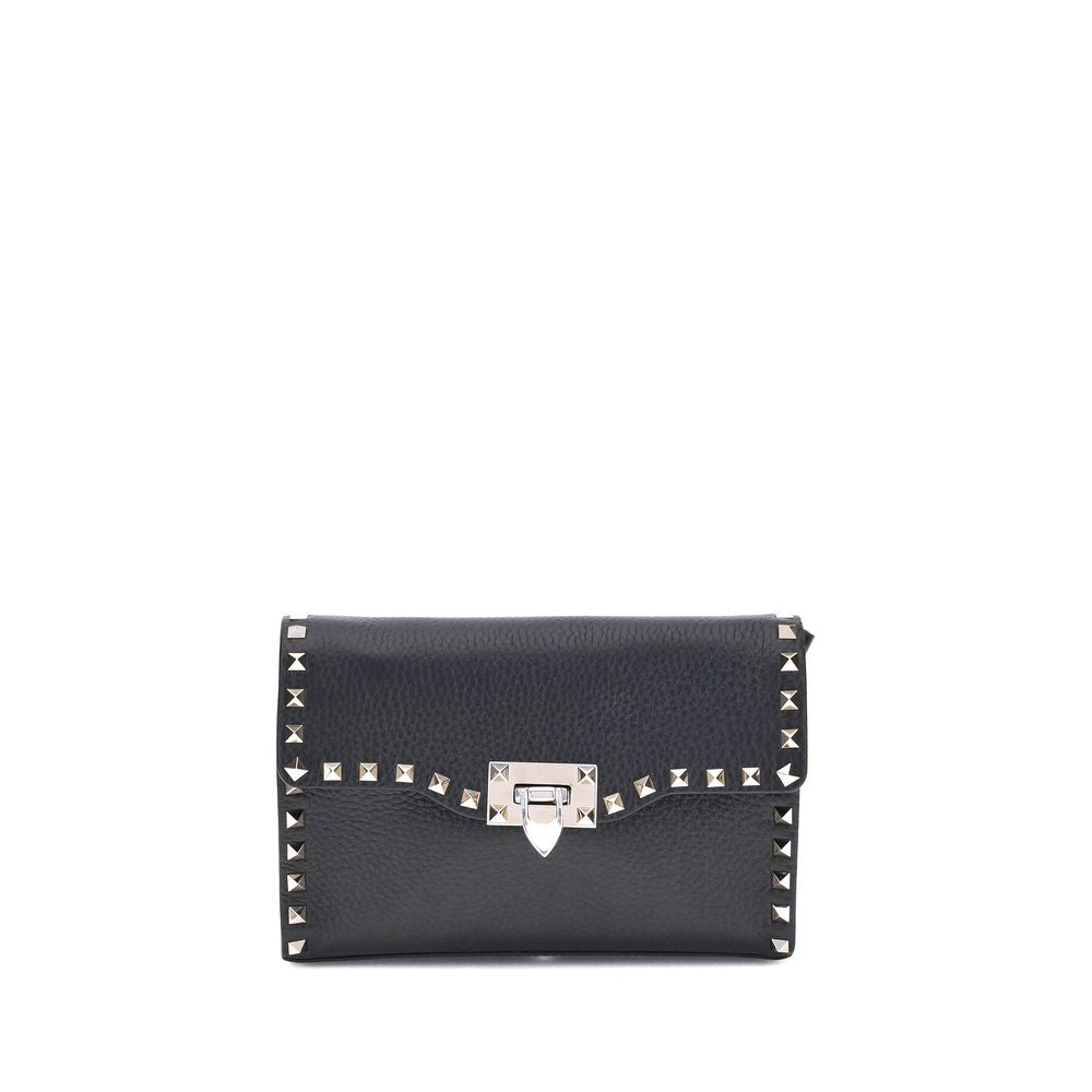 Valentino Garavani Schwarze Bos Taurus Kalbsleder Schultertasche-1