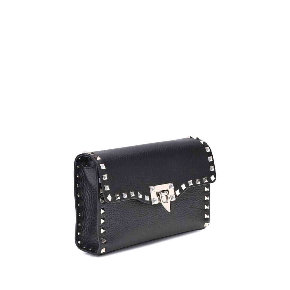 Valentino Garavani Schwarze Bos Taurus Kalbsleder Schultertasche-2