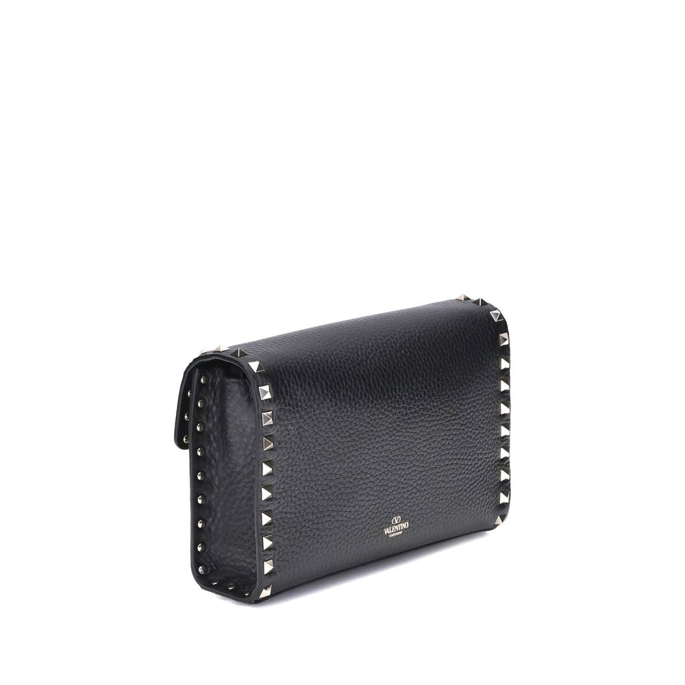 Valentino Garavani Schwarze Bos Taurus Kalbsleder Schultertasche-3