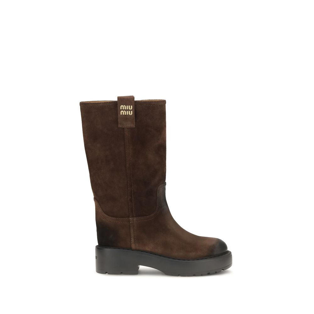 Miu Miu Braune Ankle Boots aus Kalbsleder Bos Taurus-1