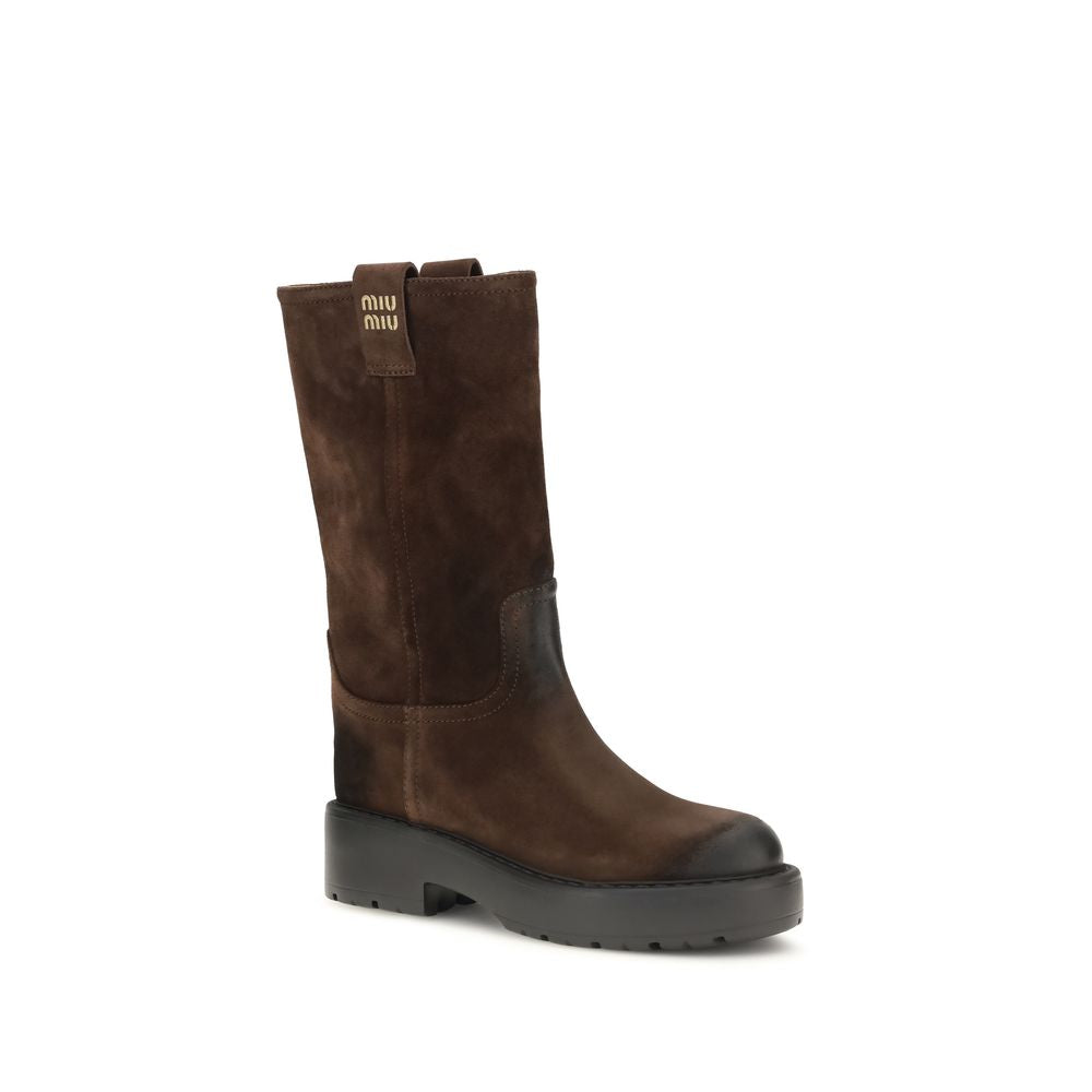 Miu Miu Braune Ankle Boots aus Kalbsleder Bos Taurus-2