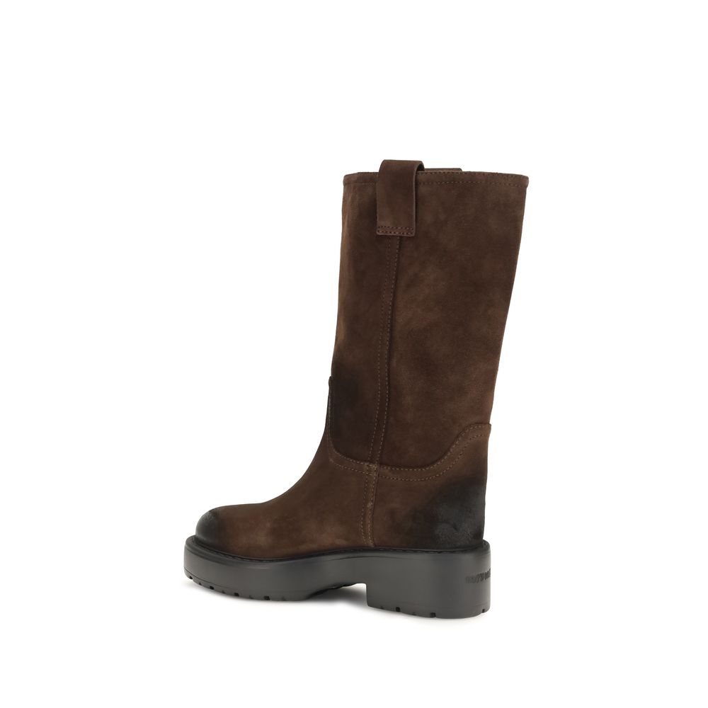 Miu Miu Braune Ankle Boots aus Kalbsleder Bos Taurus-3