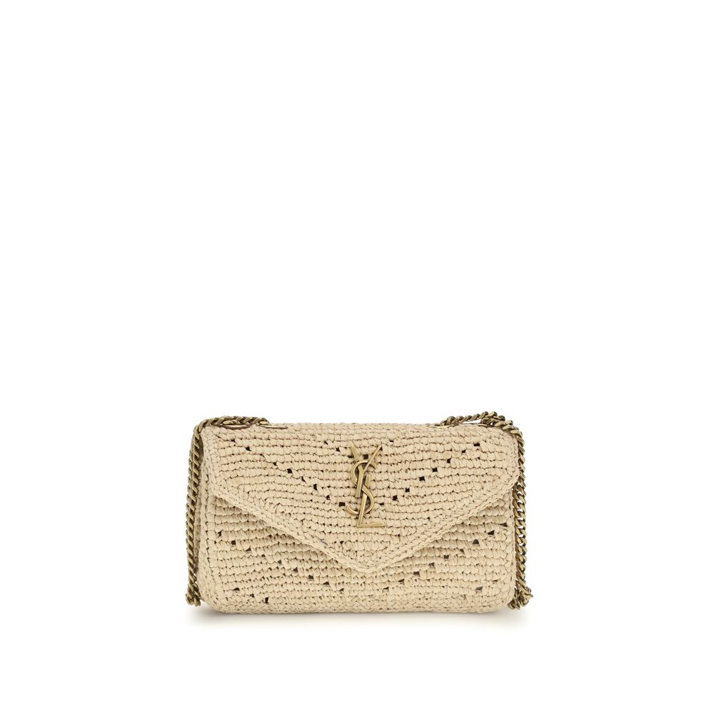 Saint Laurent Beige Raffia Shoulder Bag-1