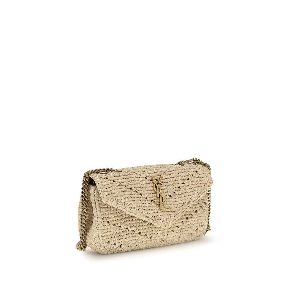 Saint Laurent Beige Raffia Shoulder Bag-2