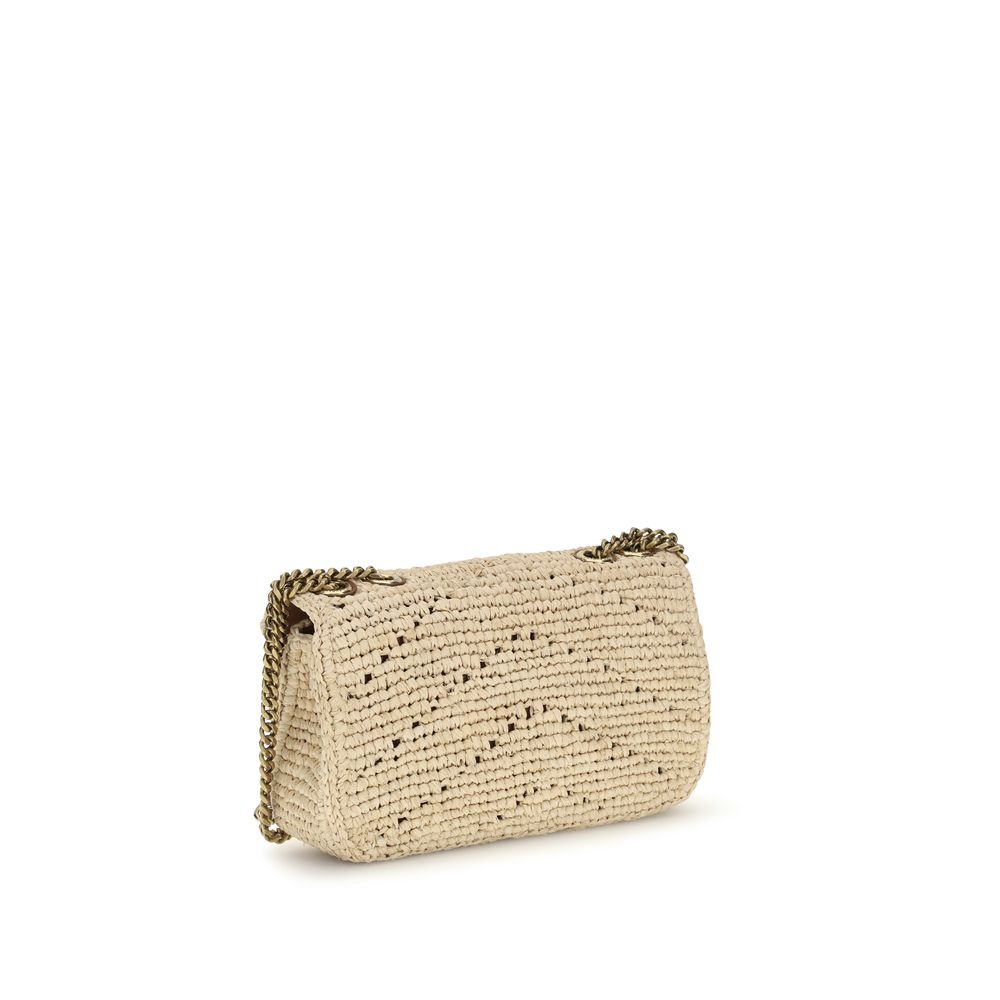 Saint Laurent Beige Raffia Shoulder Bag-3