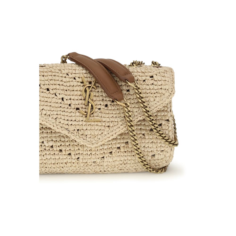 Saint Laurent Beige Raffia Shoulder Bag-4