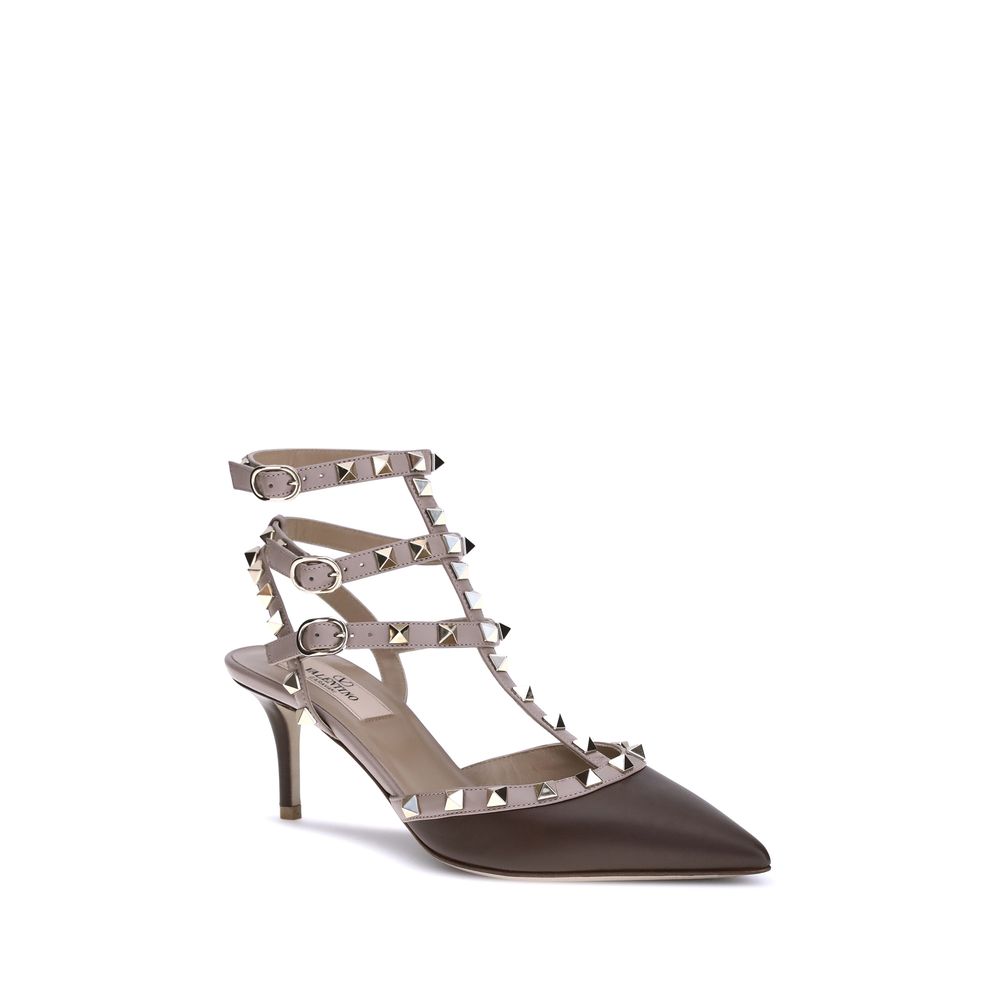 Valentino Garavani Braune Pumps aus Kalbsleder Bos Taurus mit mittelhohem Absatz-2