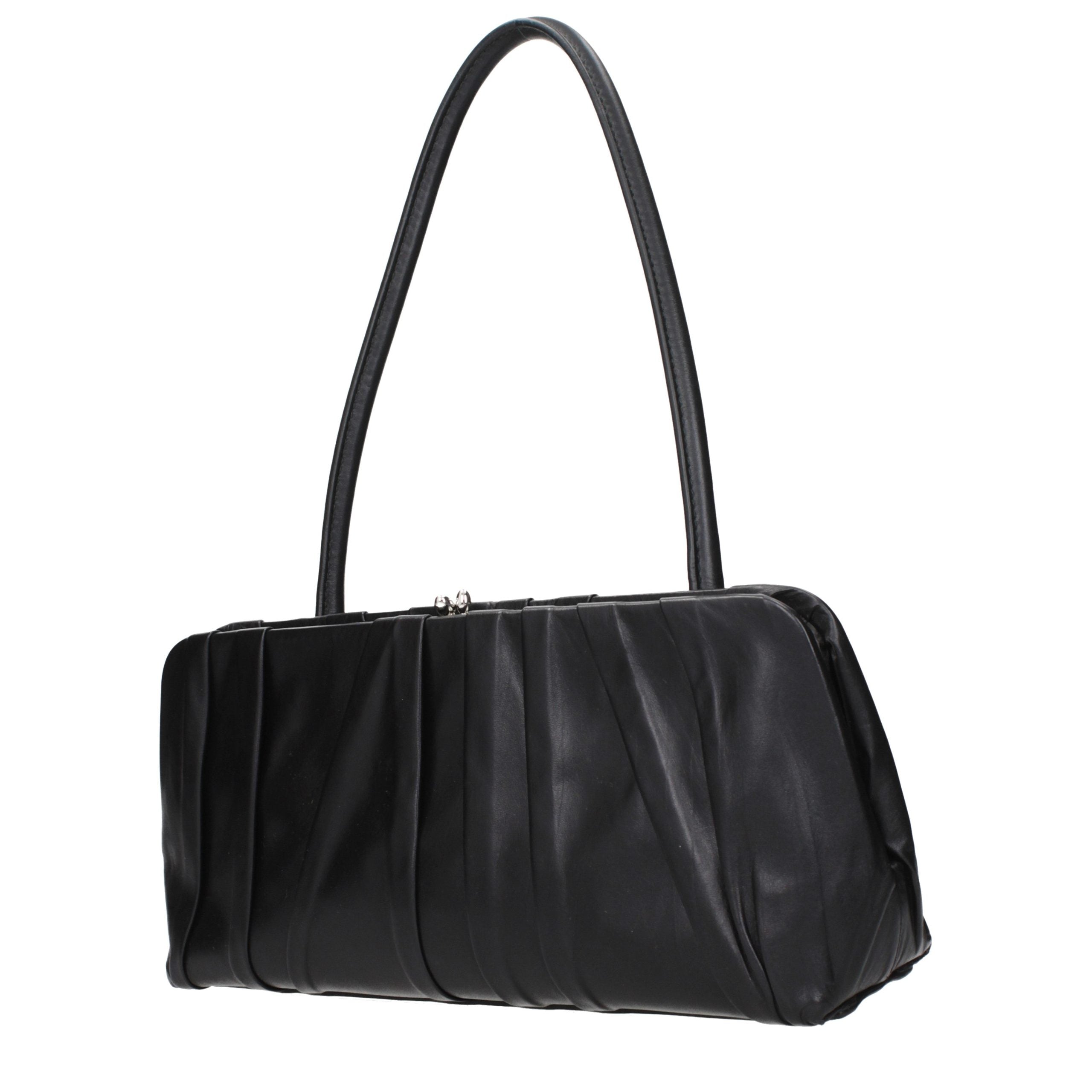 Jil Sander Schwarze Leder Umhängetasche-2