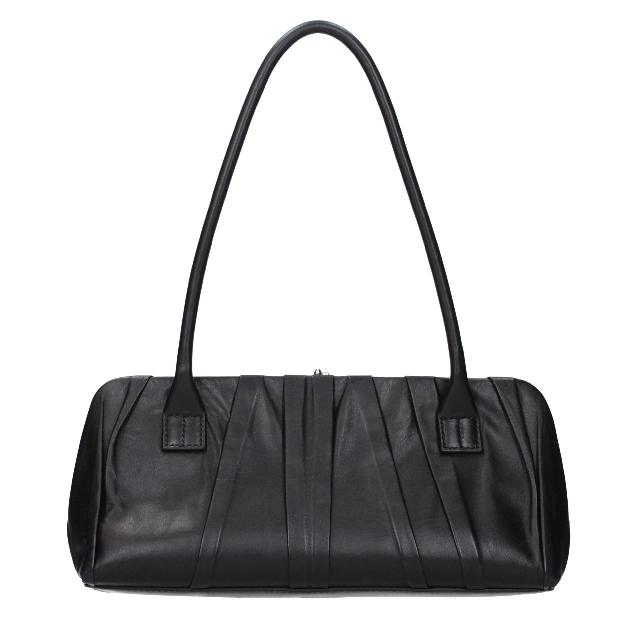 Jil Sander Schwarze Leder Umhängetasche-3