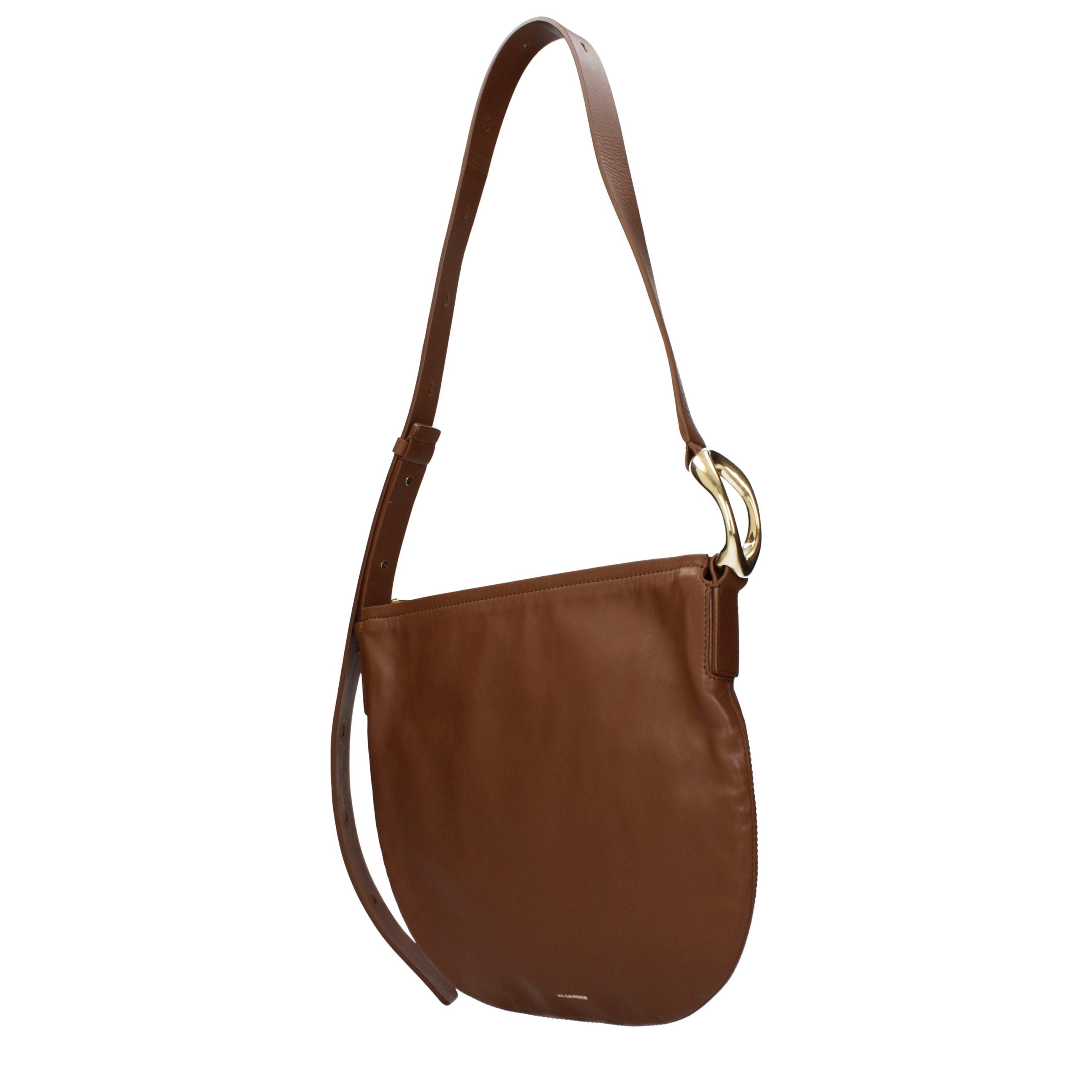 Jil Sander Braune Leder Umhängetasche-2