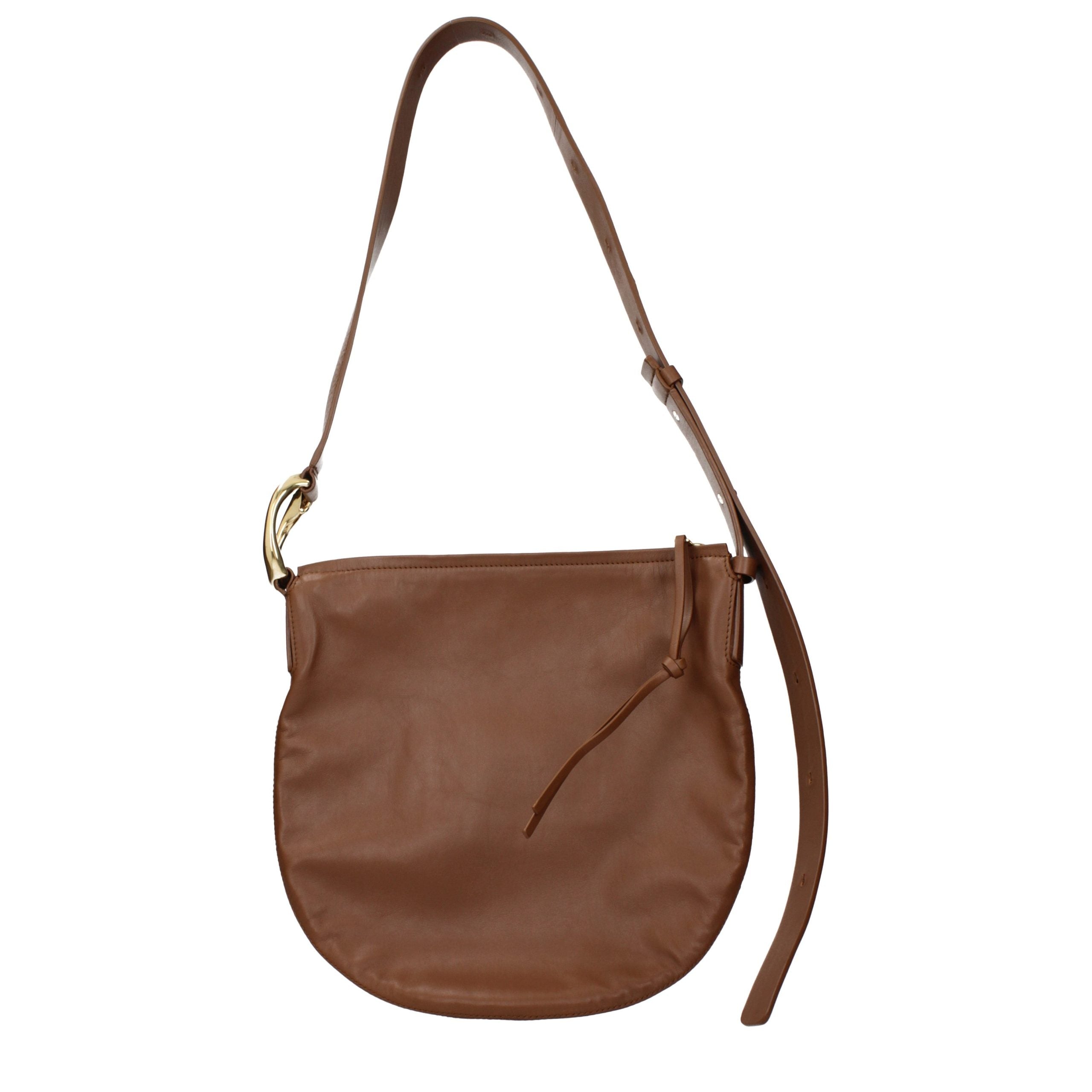 Jil Sander Braune Leder Umhängetasche-3