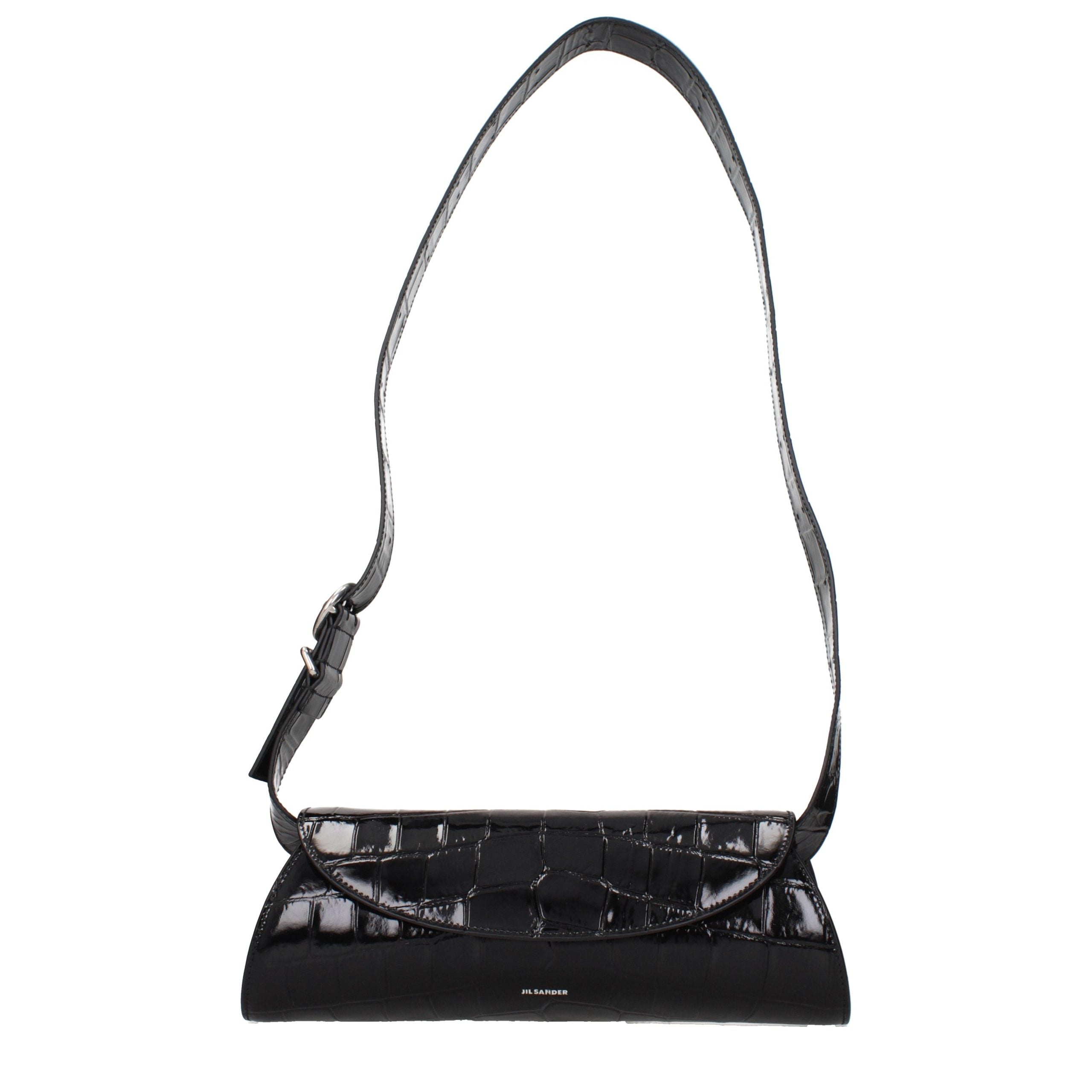 Jil Sander Schwarze Leder Umhängetasche
