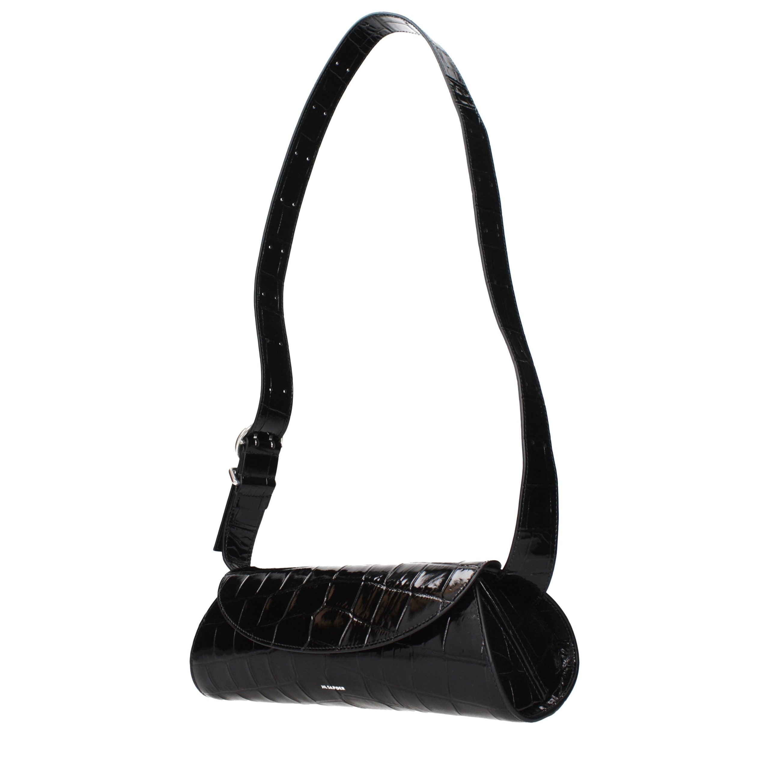 Jil Sander Schwarze Leder Umhängetasche-2