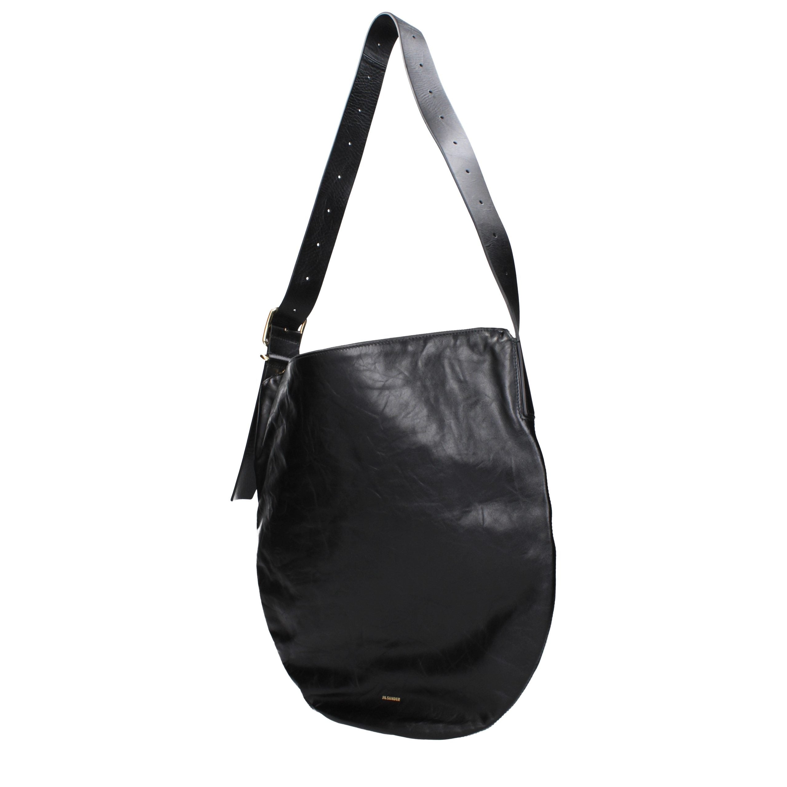 Jil Sander Schwarze Leder Umhängetasche-2