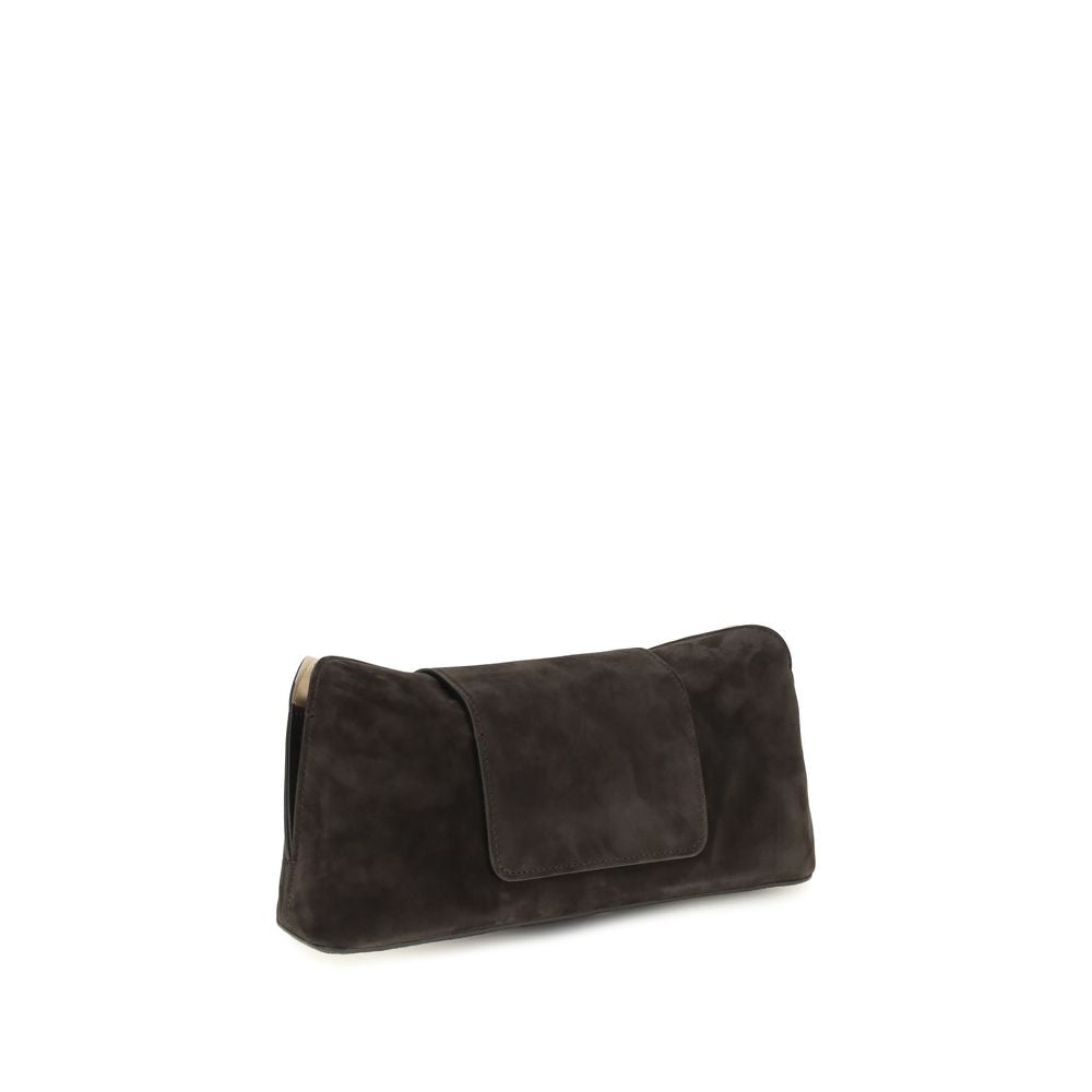 Versace Braune Kalbsleder Bos Taurus Schultertasche-3