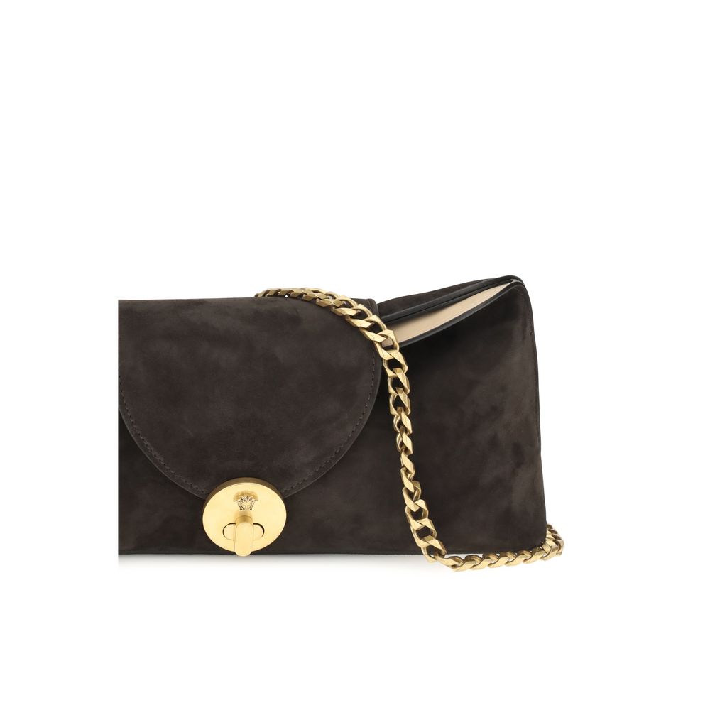 Versace Braune Kalbsleder Bos Taurus Schultertasche-4