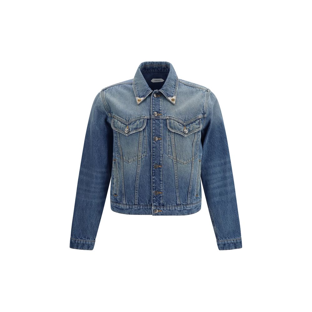 Versace Blaue Jeansjacke aus Baumwolle-1