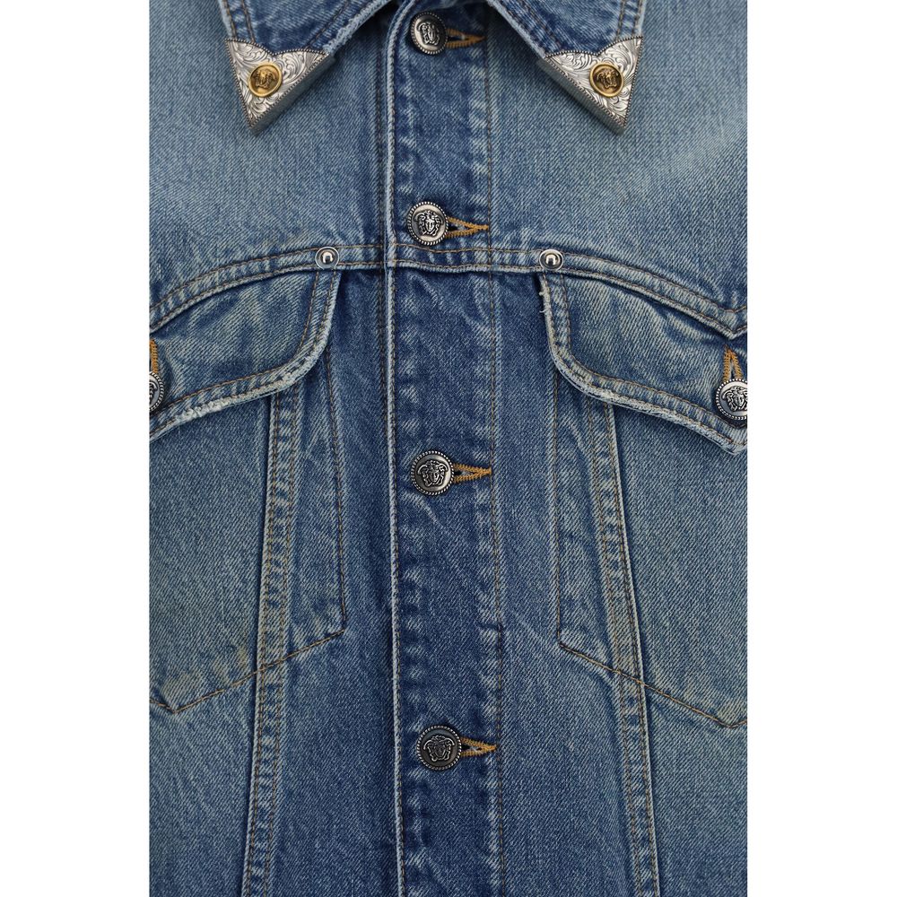 Versace Blaue Jeansjacke aus Baumwolle-3