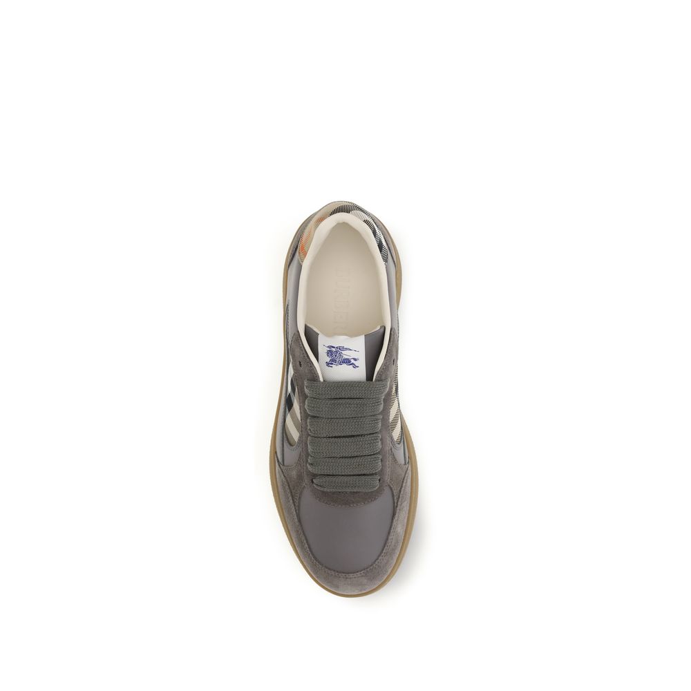 Burberry Graue Bos Taurus Kalbsleder Low-Top-Sneaker-4