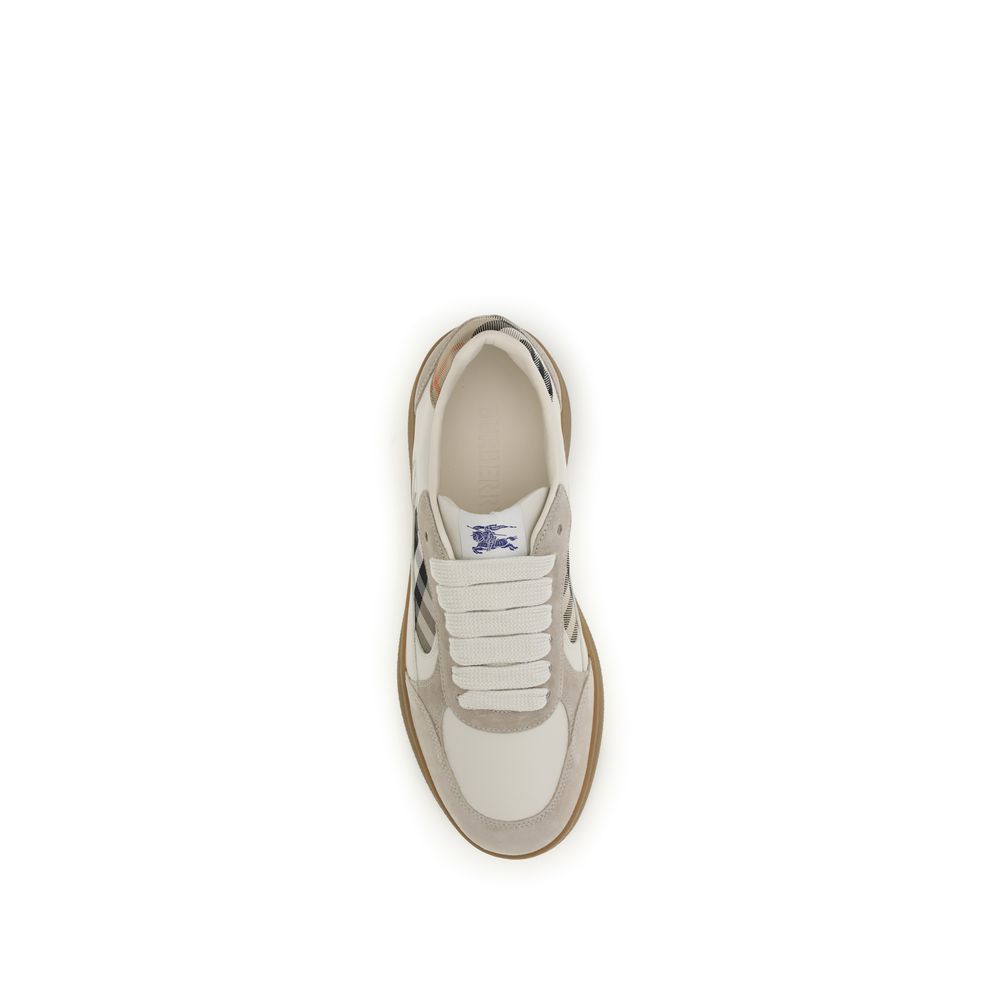 Burberry Beige Calf Leather Bos Taurus Low Top Sneakers-4