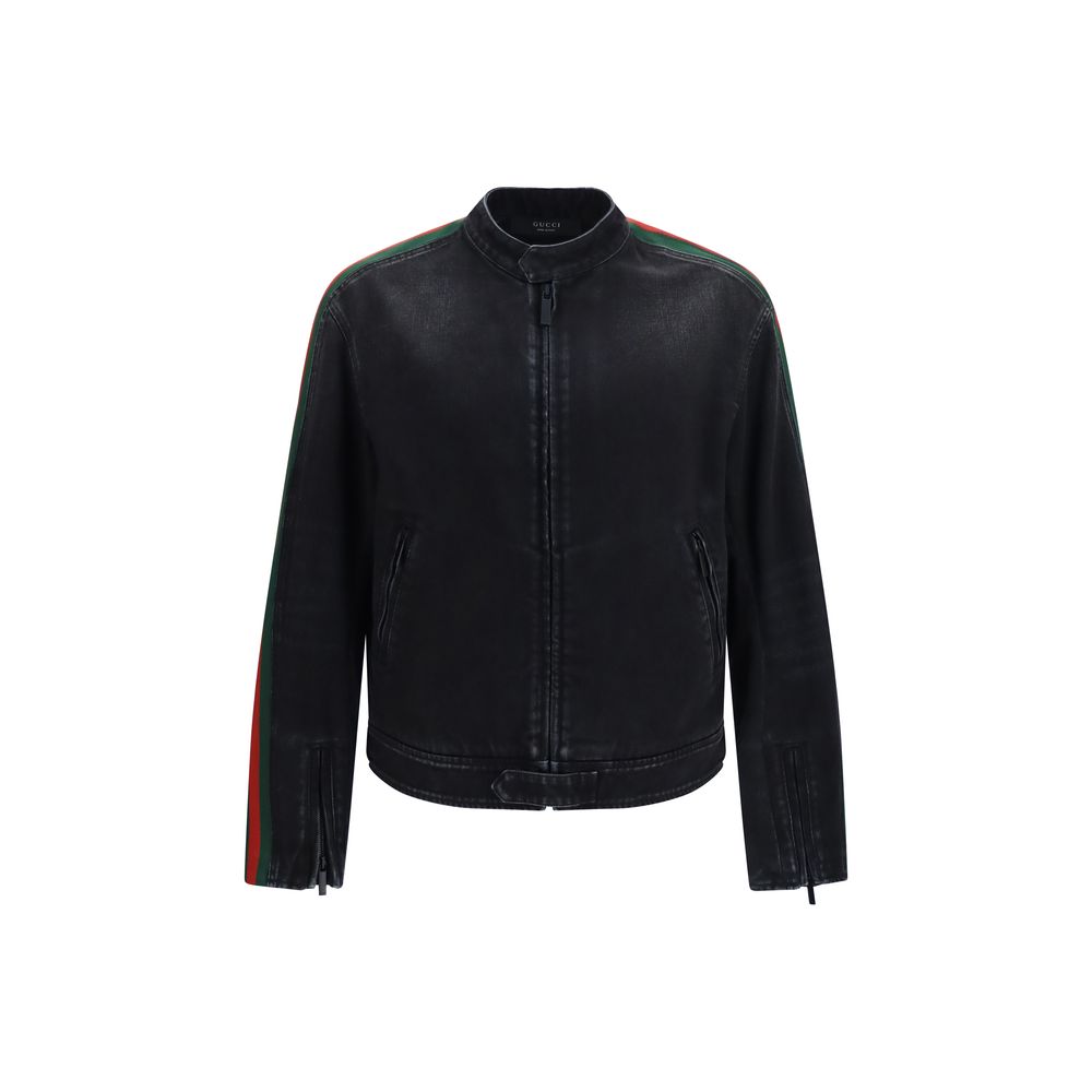 Gucci Schwarze Bikerjacke aus Baumwolle-1