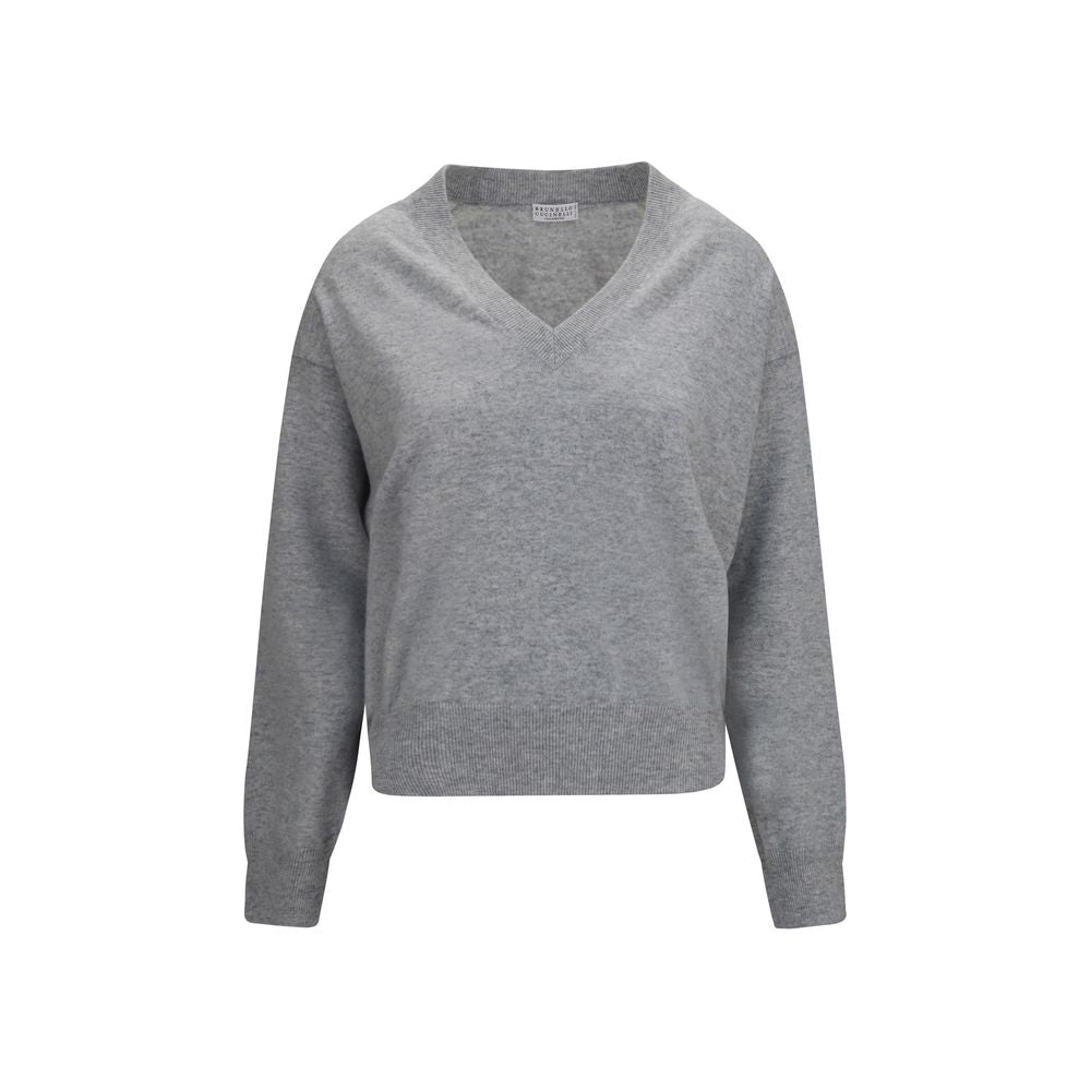 Brunello Cucinelli Grauer Kaschmirpullover-1