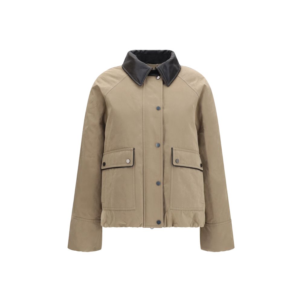 Brunello Cucinelli Beige Baumwoll-Lederjacke-1
