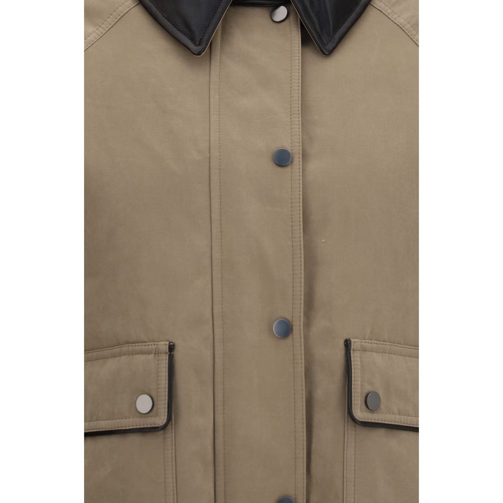 Brunello Cucinelli Beige Baumwoll-Lederjacke-3