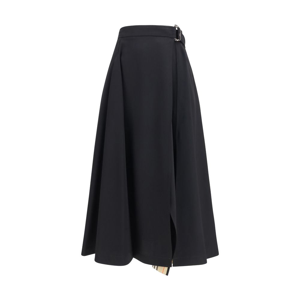 Burberry Schwarzer Oves Aries Wollrock Midi-1