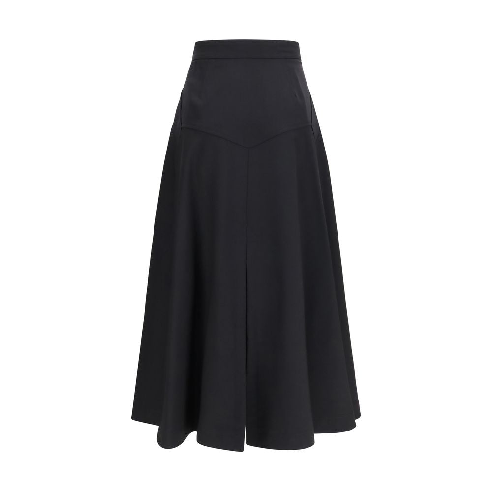 Burberry Schwarzer Oves Aries Wollrock Midi-2