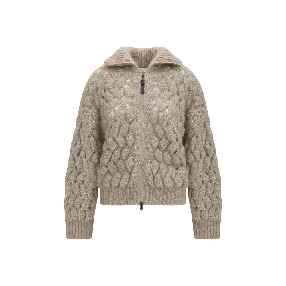 Brunello Cucinelli Beige Woll Cardigan Oves Aries-1