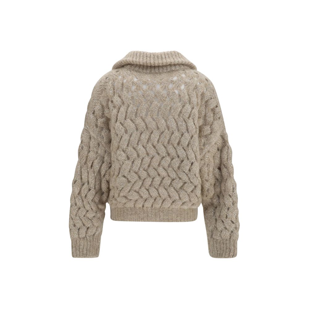 Brunello Cucinelli Beige Woll Cardigan Oves Aries-2