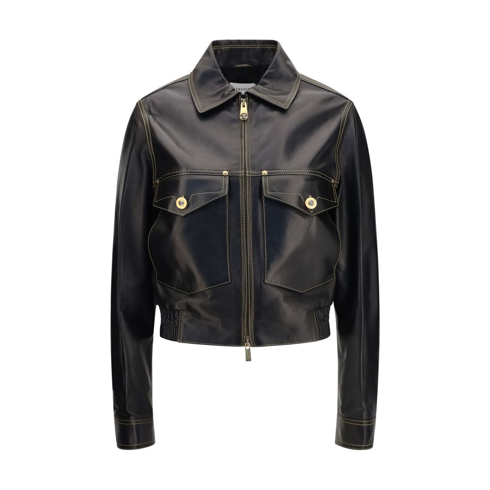 Versace Schwarze Lederjacke-1