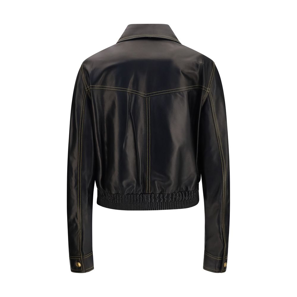 Versace Schwarze Lederjacke-2