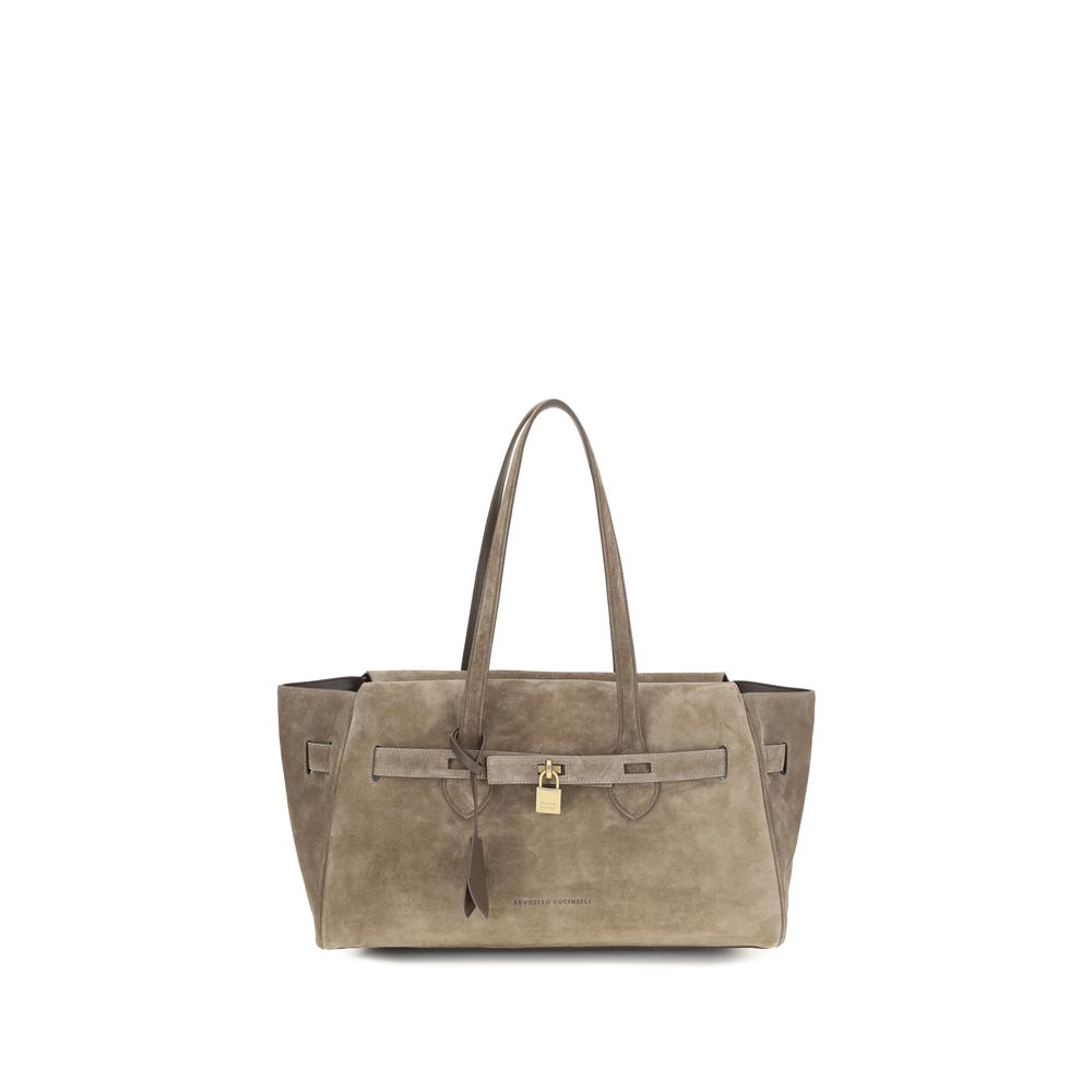 Brunello Cucinelli Braune Kalbsleder Bos Taurus Schultertasche-1