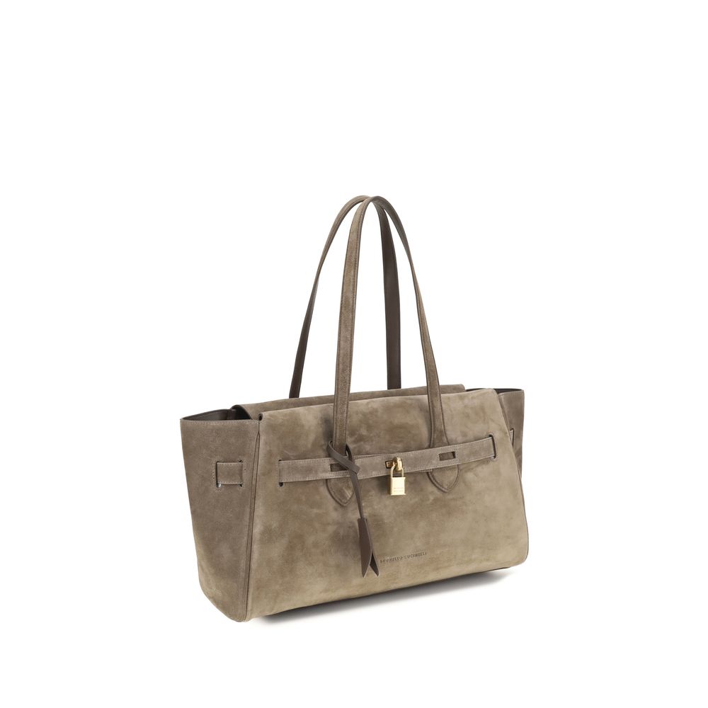 Brunello Cucinelli Braune Kalbsleder Bos Taurus Schultertasche-2