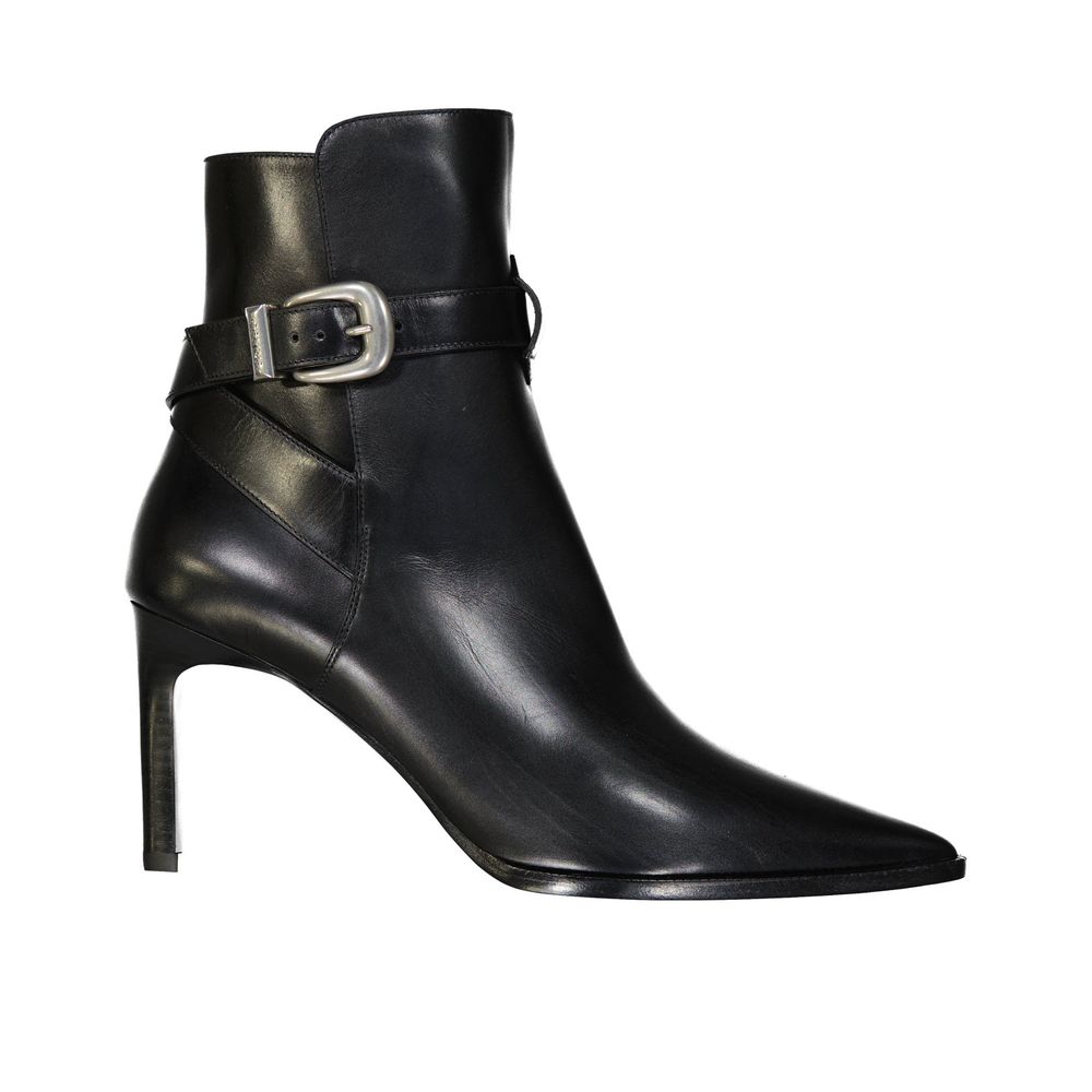 Celine Schwarze Kalbsleder-Stiefel mit hohem Absatz-1