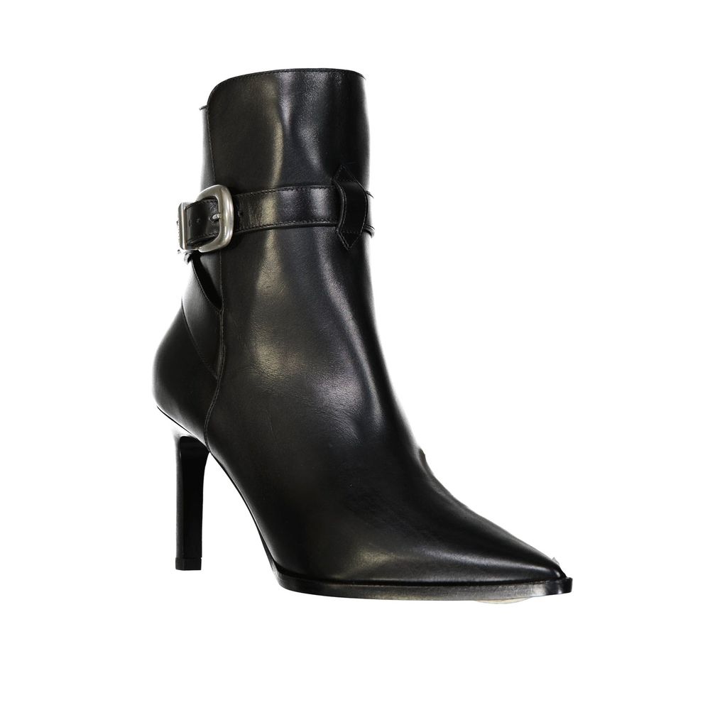 Celine Schwarze Kalbsleder-Stiefel mit hohem Absatz-2