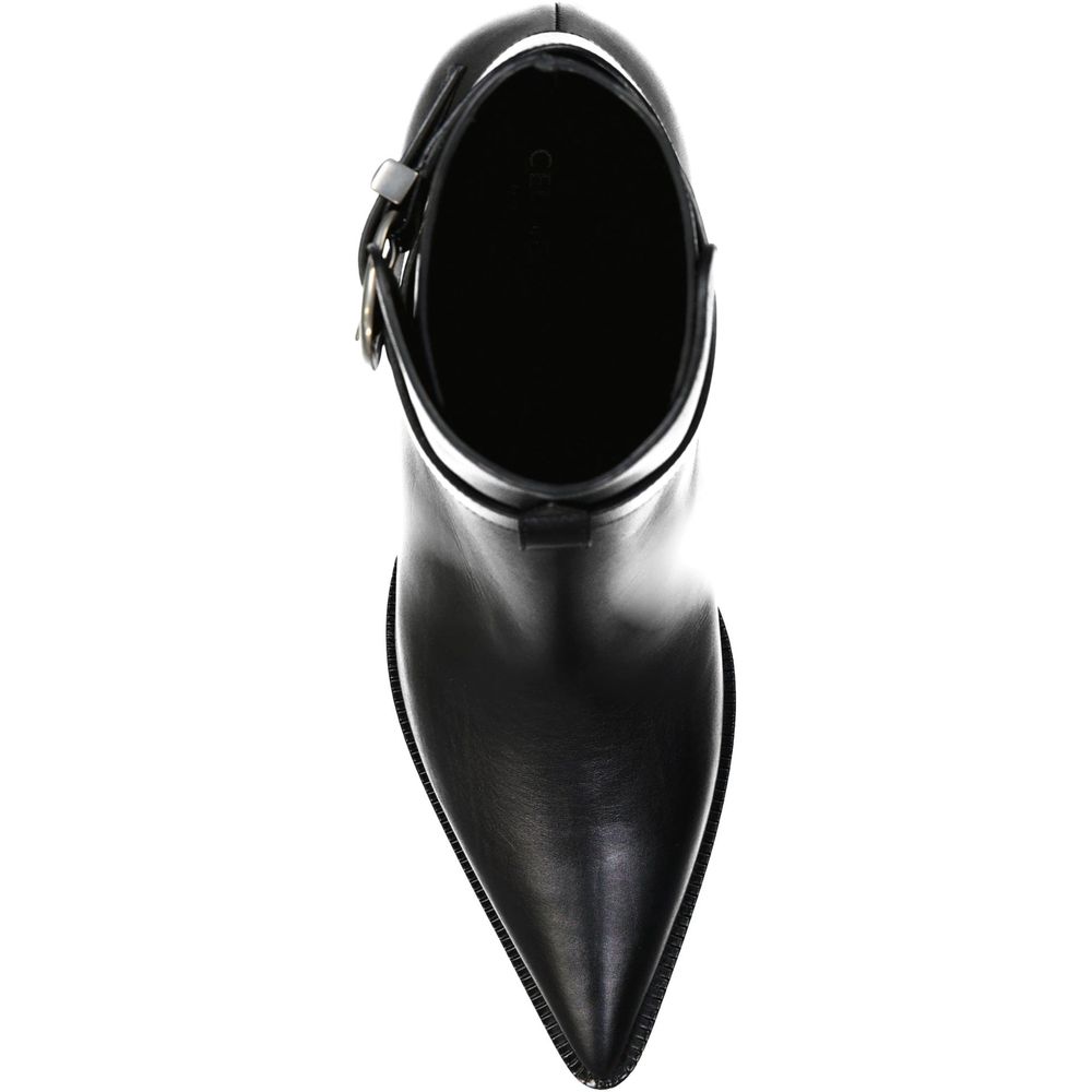 Celine Schwarze Kalbsleder-Stiefel mit hohem Absatz-4