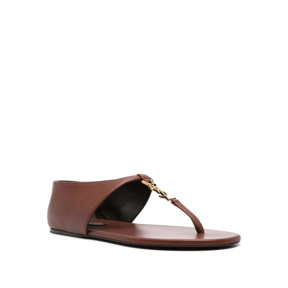 Saint Laurent Braune Lammleder-Flip-Flop-Sandalen-2