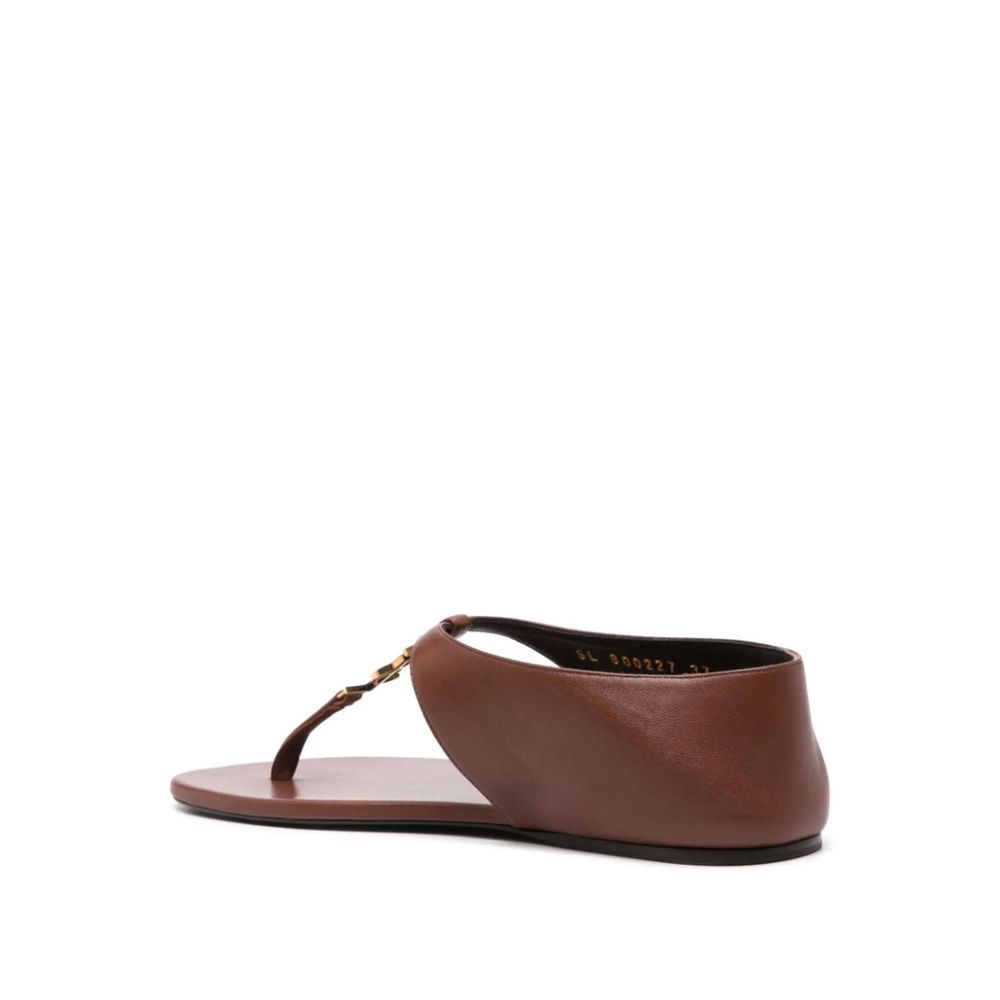 Saint Laurent Braune Lammleder-Flip-Flop-Sandalen-3
